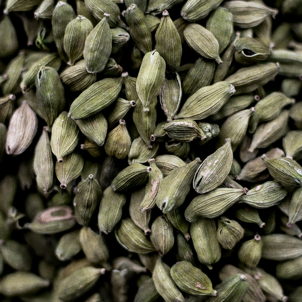 Close-up of green cardamom pods